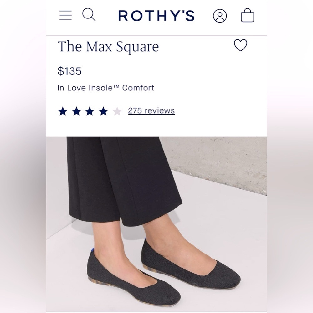 Rothy's The Max Square Black Flats
